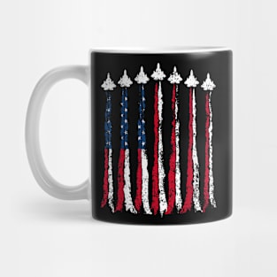 Fighter Jet Airplane American Flag Heart 4Th Of July Mug